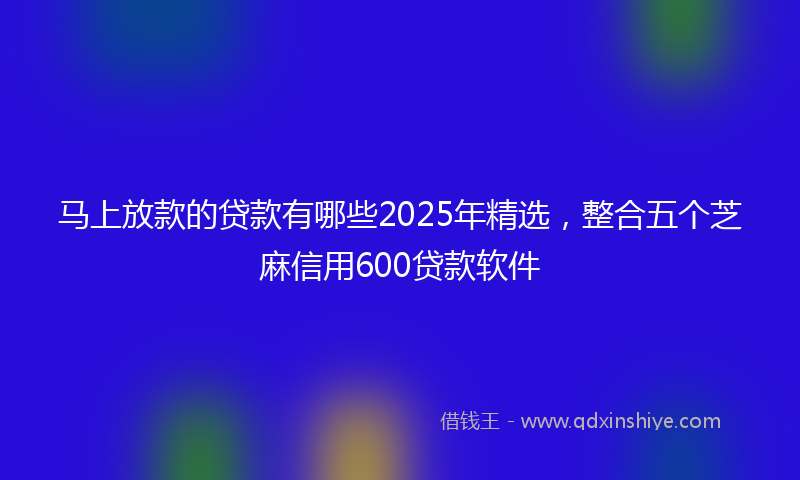 马上放款的贷款有哪些2025年精选，整合五个芝麻信用600贷款软件