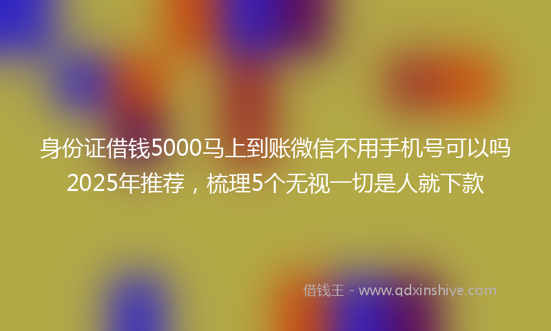 身份证借钱5000马上到账微信不用手机号可以吗2025年推荐，梳理5个无视一切是人就下款