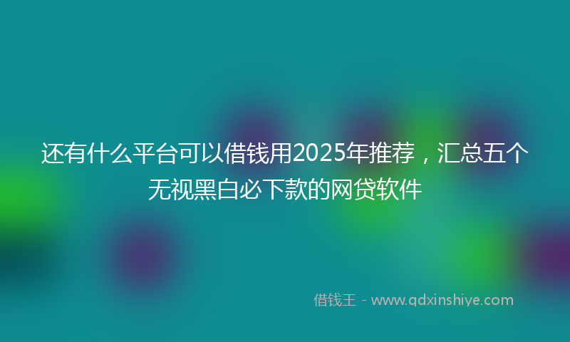 还有什么平台可以借钱用2025年推荐，汇总五个无视黑白必下款的网贷软件
