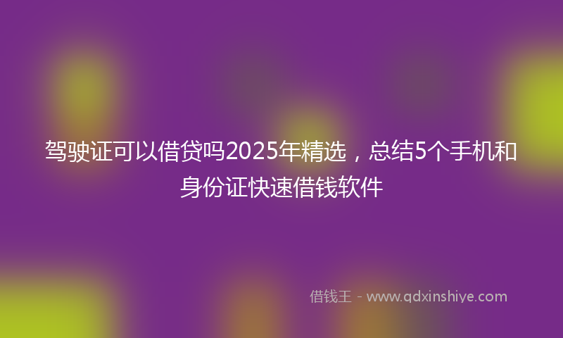 驾驶证可以借贷吗2025年精选，总结5个手机和身份证快速借钱软件