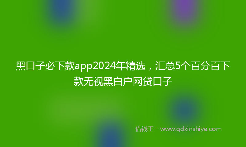 黑口子必下款app2024年精选，汇总5个百分百下款无视黑白户网贷口子
