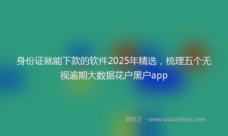 身份证就能下款的软件2025年精选，梳理五个无视逾期大数据花户黑户app