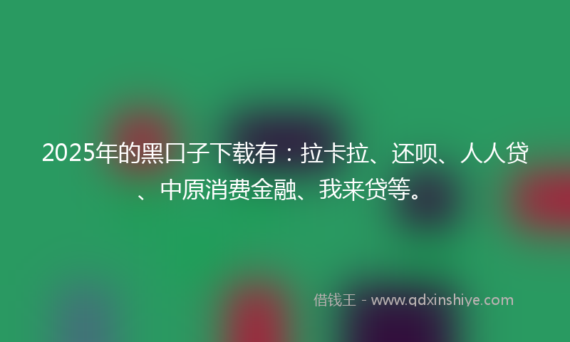 2025年的黑口子下载有：拉卡拉、还呗、人人贷、中原消费金融、我来贷等。