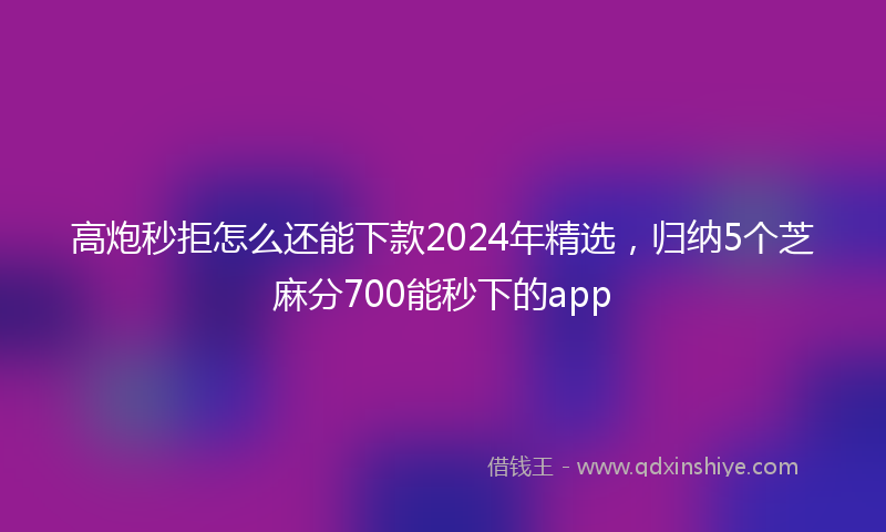 高炮秒拒怎么还能下款2024年精选，归纳5个芝麻分700能秒下的app