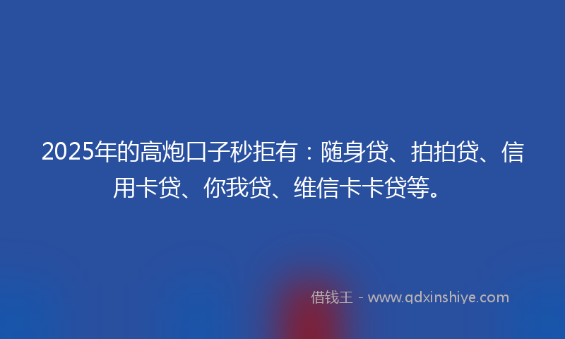 2025年的高炮口子秒拒有：随身贷、拍拍贷、信用卡贷、你我贷、维信卡卡贷等。