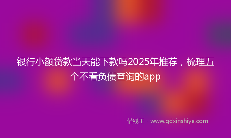 银行小额贷款当天能下款吗2025年推荐，梳理五个不看负债查询的app