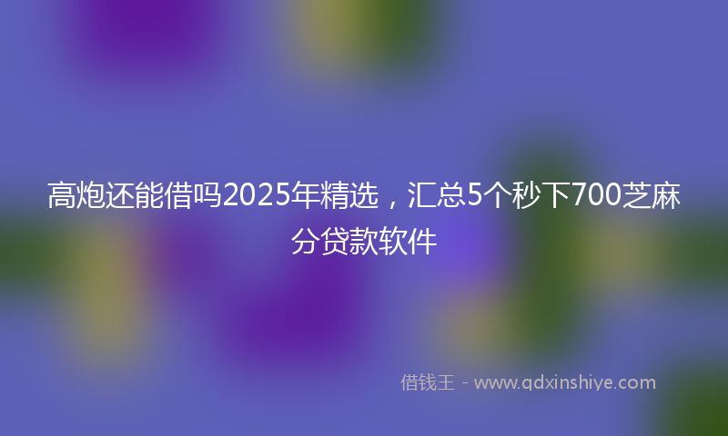 高炮还能借吗2025年精选，汇总5个秒下700芝麻分贷款软件