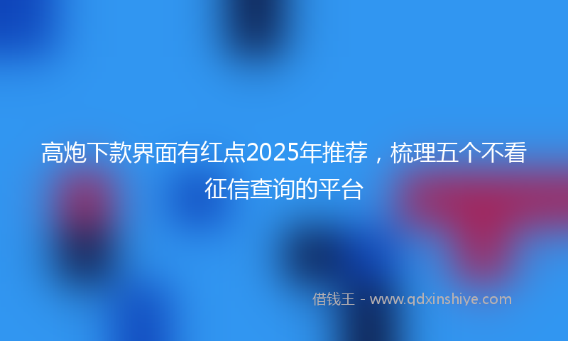 高炮下款界面有红点2025年推荐，梳理五个不看征信查询的平台