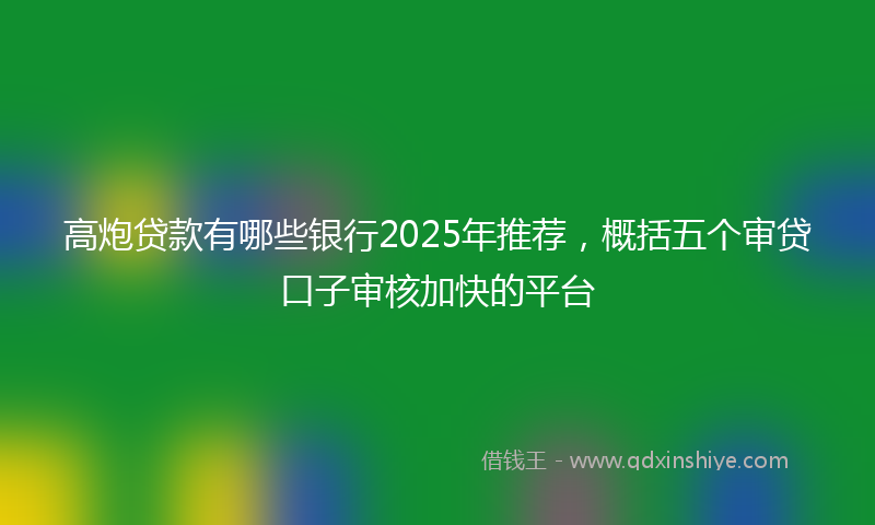 高炮贷款有哪些银行2025年推荐，概括五个审贷口子审核加快的平台