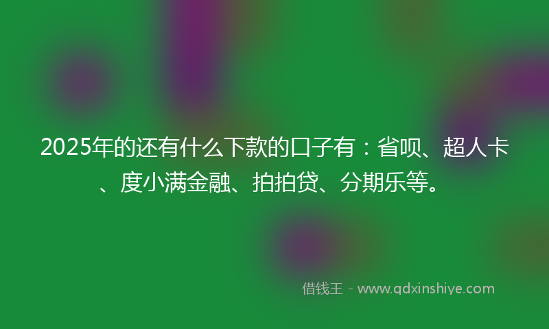2025年的还有什么下款的口子有：省呗、超人卡、度小满金融、拍拍贷、分期乐等。