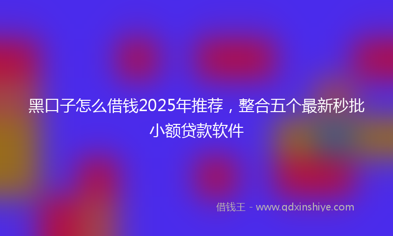 黑口子怎么借钱2025年推荐，整合五个最新秒批小额贷款软件