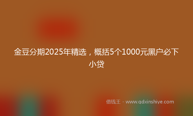 金豆分期2025年精选，概括5个1000元黑户必下小贷
