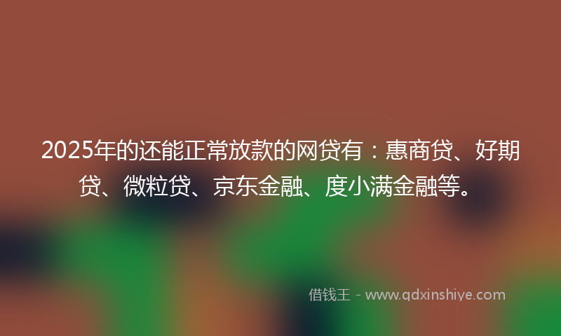 2025年的还能正常放款的网贷有：惠商贷、好期贷、微粒贷、京东金融、度小满金融等。