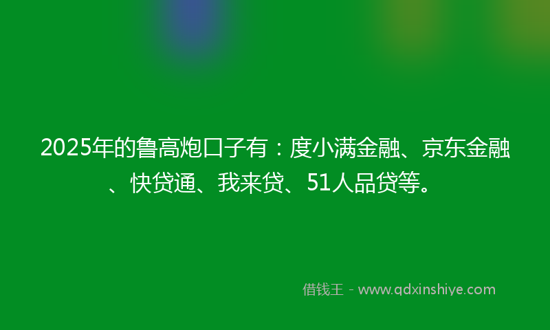 2025年的鲁高炮口子有：度小满金融、京东金融、快贷通、我来贷、51人品贷等。