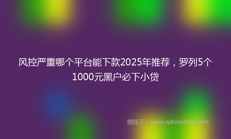 风控严重哪个平台能下款2025年推荐，罗列5个1000元黑户必下小贷