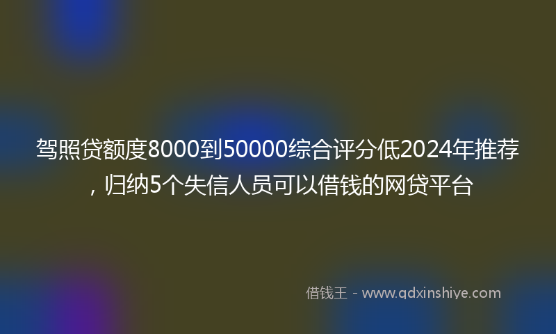 驾照贷额度8000到50000综合评分低2024年推荐，归纳5个失信人员可以借钱的网贷平台