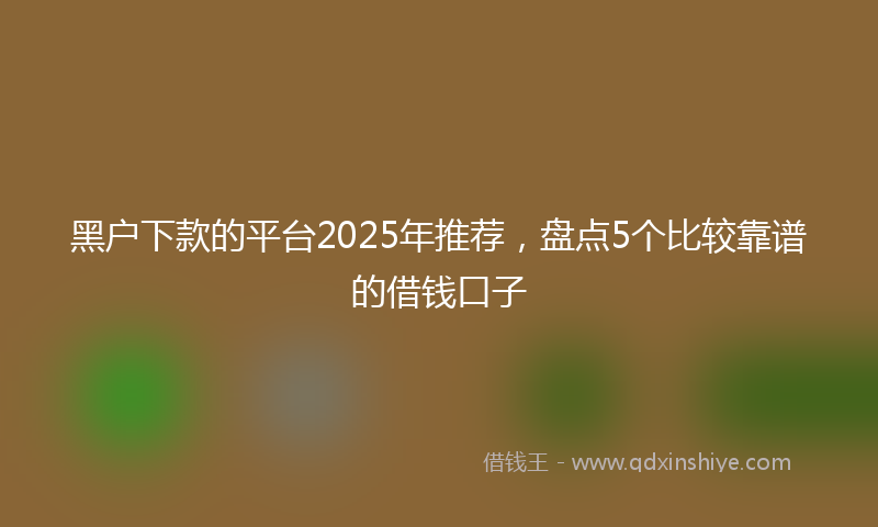 黑户下款的平台2025年推荐，盘点5个比较靠谱的借钱口子