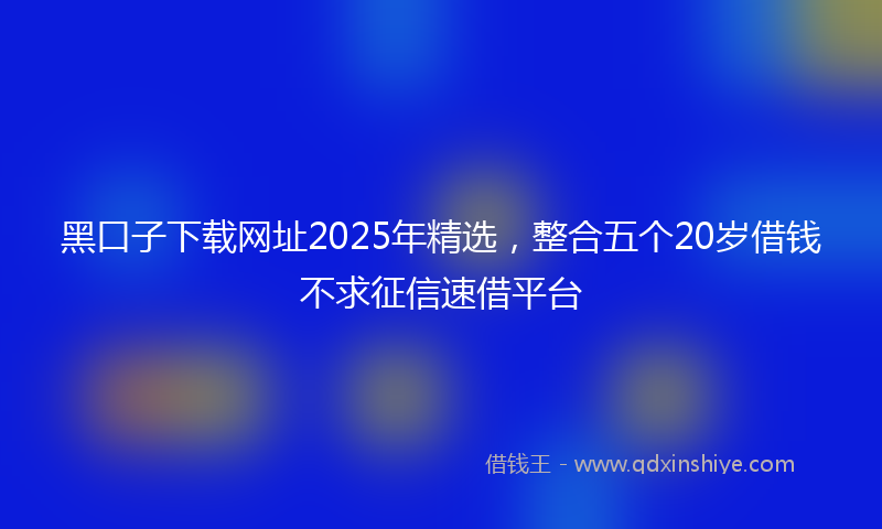 黑口子下载网址2025年精选，整合五个20岁借钱不求征信速借平台