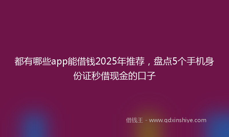 都有哪些app能借钱2025年推荐，盘点5个手机身份证秒借现金的口子