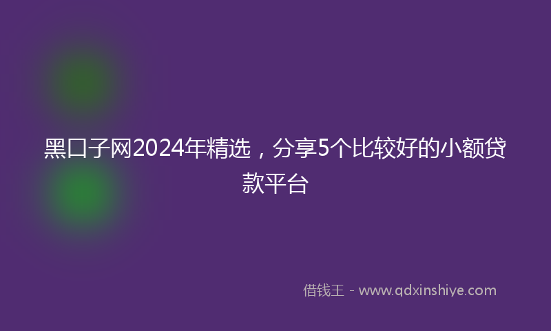 黑口子网2024年精选，分享5个比较好的小额贷款平台