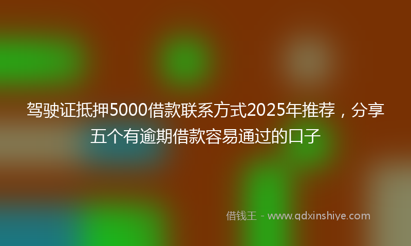 驾驶证抵押5000借款联系方式2025年推荐，分享五个有逾期借款容易通过的口子