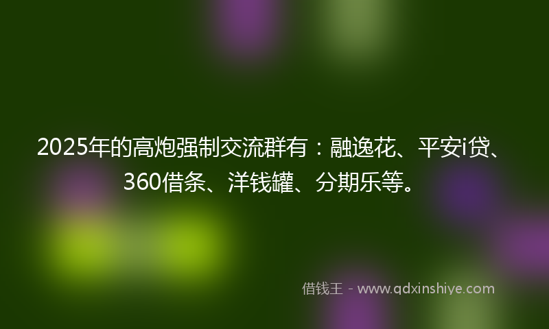 2025年的高炮强制交流群有：融逸花、平安i贷、360借条、洋钱罐、分期乐等。