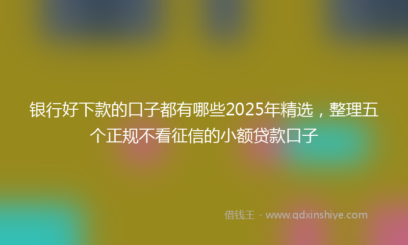 银行好下款的口子都有哪些2025年精选，整理五个正规不看征信的小额贷款口子
