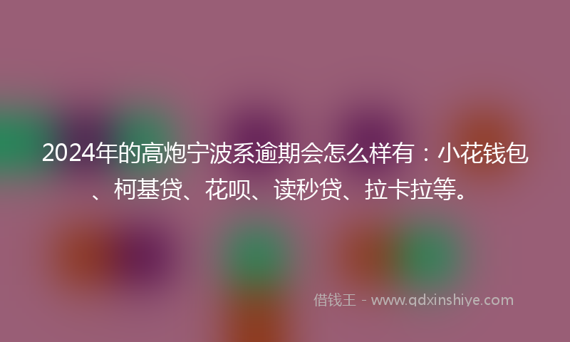 2024年的高炮宁波系逾期会怎么样有：小花钱包、柯基贷、花呗、读秒贷、拉卡拉等。