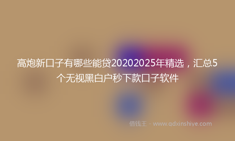 高炮新口子有哪些能贷20202025年精选，汇总5个无视黑白户秒下款口子软件