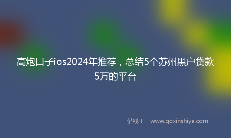 高炮口子ios2024年推荐，总结5个苏州黑户贷款5万的平台