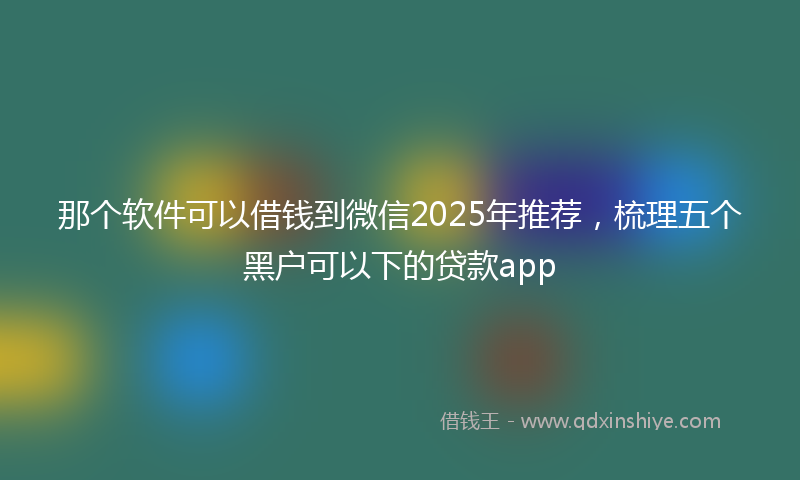那个软件可以借钱到微信2025年推荐，梳理五个黑户可以下的贷款app