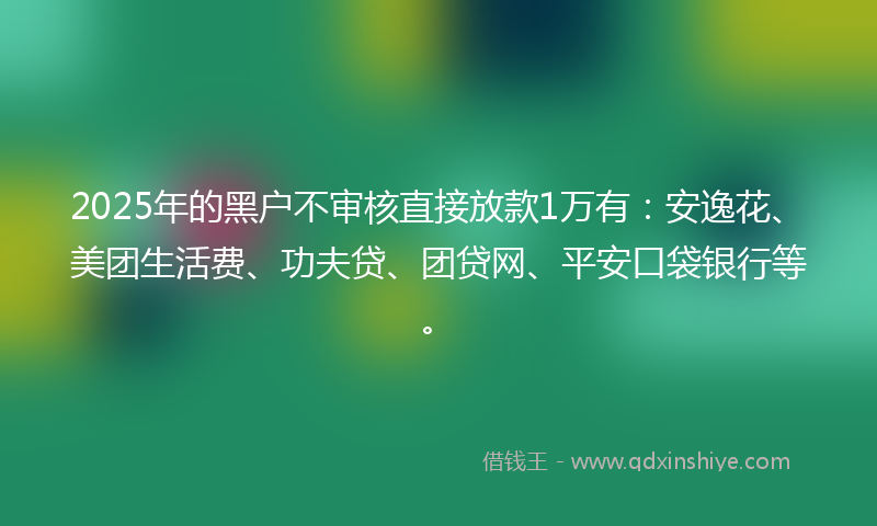 2025年的黑户不审核直接放款1万有：安逸花、美团生活费、功夫贷、团贷网、平安口袋银行等。