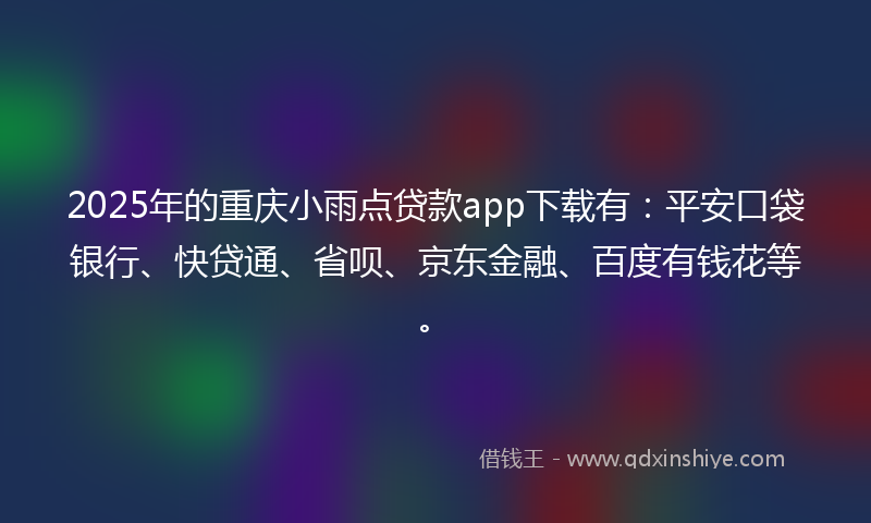 2025年的重庆小雨点贷款app下载有：平安口袋银行、快贷通、省呗、京东金融、百度有钱花等。