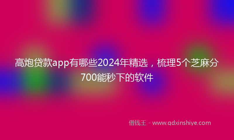 高炮贷款app有哪些2024年精选，梳理5个芝麻分700能秒下的软件