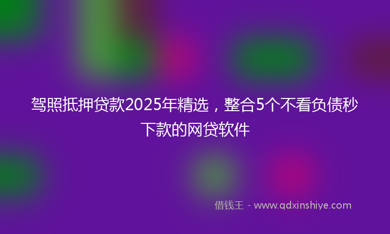 驾照抵押贷款2025年精选，整合5个不看负债秒下款的网贷软件