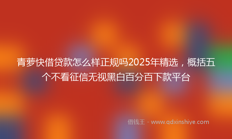 青萝快借贷款怎么样正规吗2025年精选，概括五个不看征信无视黑白百分百下款平台