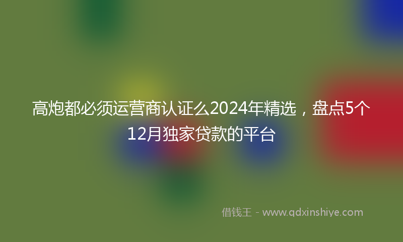 高炮都必须运营商认证么2024年精选，盘点5个12月独家贷款的平台