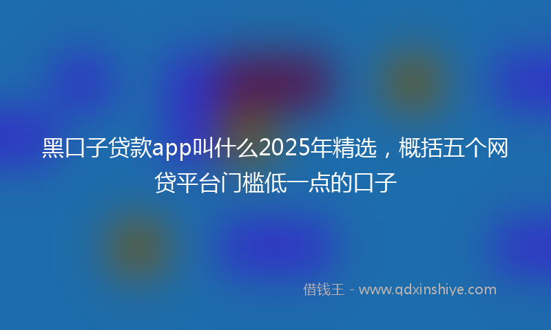 黑口子贷款app叫什么2025年精选，概括五个网贷平台门槛低一点的口子