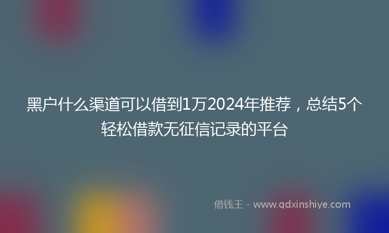 黑户什么渠道可以借到1万2024年推荐，总结5个轻松借款无征信记录的平台