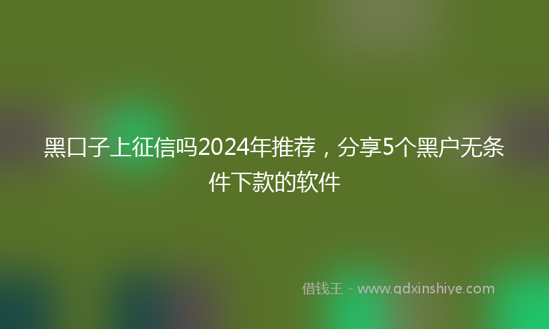 黑口子上征信吗2024年推荐，分享5个黑户无条件下款的软件
