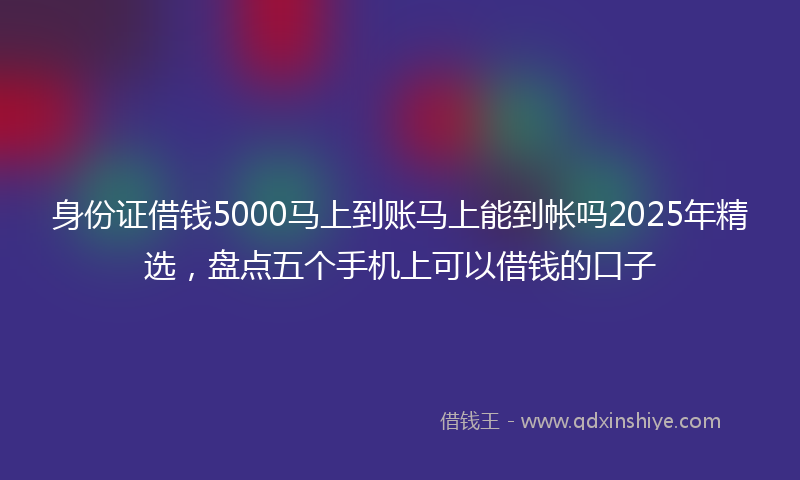 身份证借钱5000马上到账马上能到帐吗2025年精选，盘点五个手机上可以借钱的口子