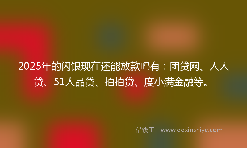 2025年的闪银现在还能放款吗有：团贷网、人人贷、51人品贷、拍拍贷、度小满金融等。