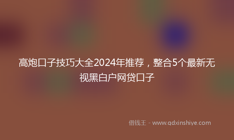 高炮口子技巧大全2024年推荐，整合5个最新无视黑白户网贷口子