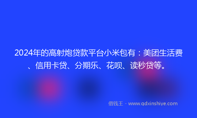 2024年的高射炮贷款平台小米包有：美团生活费、信用卡贷、分期乐、花呗、读秒贷等。