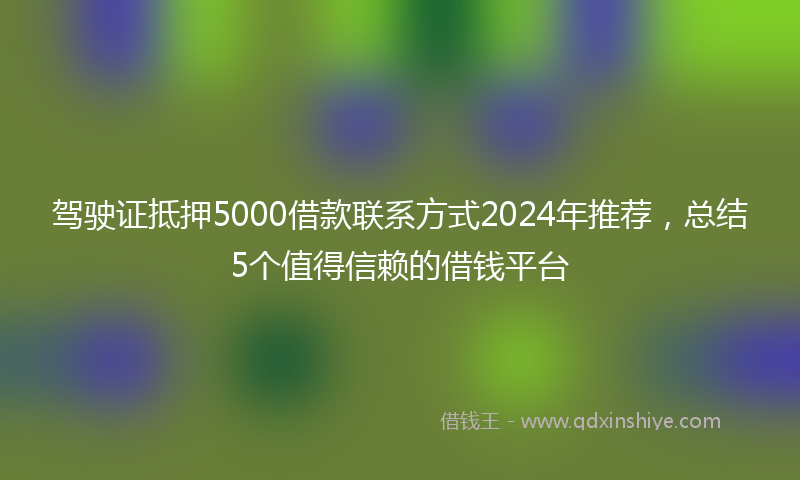 驾驶证抵押5000借款联系方式2024年推荐，总结5个值得信赖的借钱平台