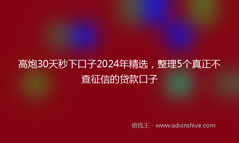 高炮30天秒下口子2024年精选，整理5个真正不查征信的贷款口子