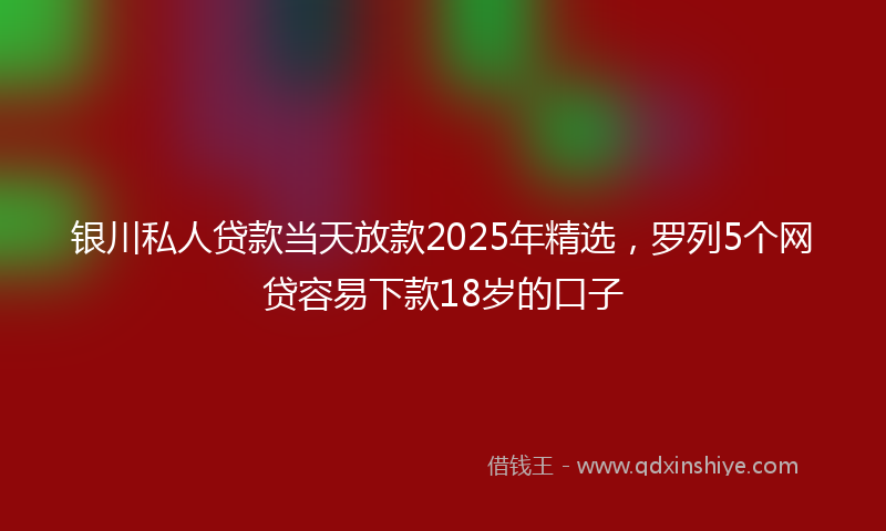 银川私人贷款当天放款2025年精选，罗列5个网贷容易下款18岁的口子