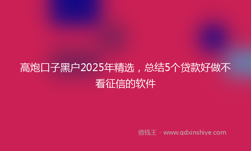 高炮口子黑户2025年精选，总结5个贷款好做不看征信的软件