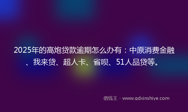 2025年的高炮贷款逾期怎么办有：中原消费金融、我来贷、超人卡、省呗、51人品贷等。