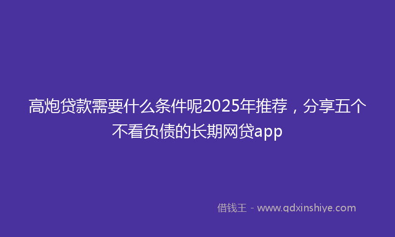 高炮贷款需要什么条件呢2025年推荐，分享五个不看负债的长期网贷app